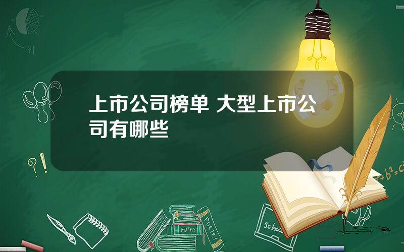 上市公司榜单 大型上市公司有哪些